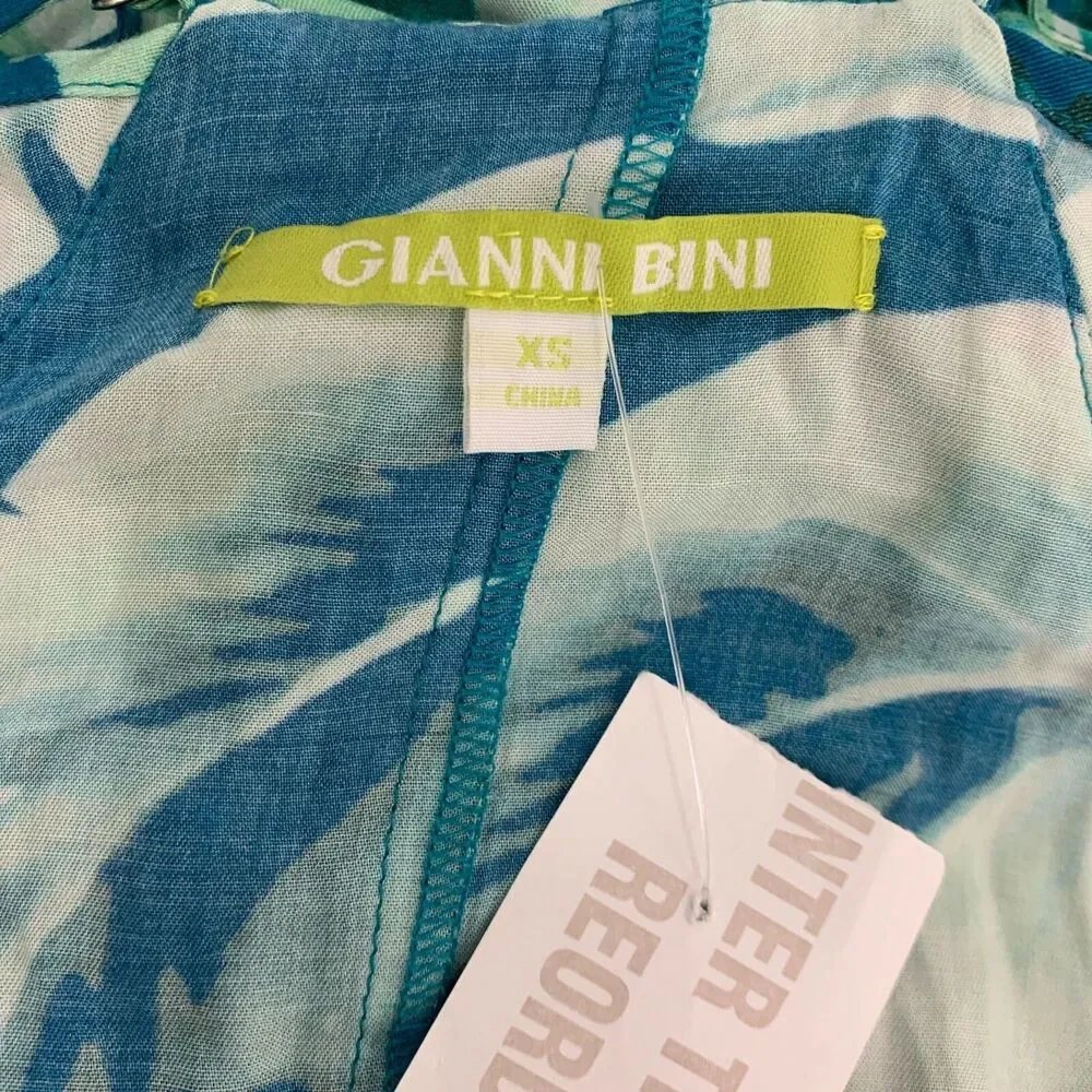 Gianni Bini XS Palm Wrap Dress NWT $109 Amy Blue Green Summer Cruise